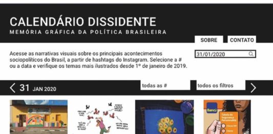 Dissident calendar, graphic document of Brazilian politics Images enter the mapping from specific Instagram hashtags