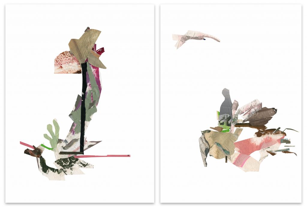 Lucia Laguna, Collage nº 22 (garden), 2019 and Collage nº 23 (landscape), 2019, diptych. One of the participating works of ArtRio 2020 by EAV Parque Lage. Image: Disclosure.