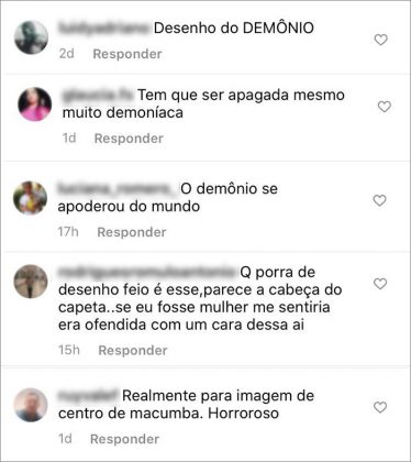 Comentários racistas sobre o mural de Criola compartilhados no Instagram