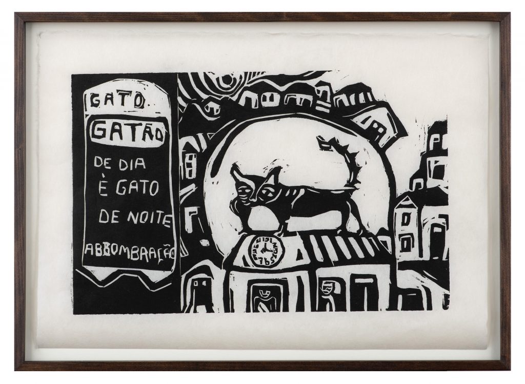 Miriam Inêz da Silva. "Gato gatão. De dia é gato, e de noite assombração". Cortesia Almeida e Dale Galeria de Arte.