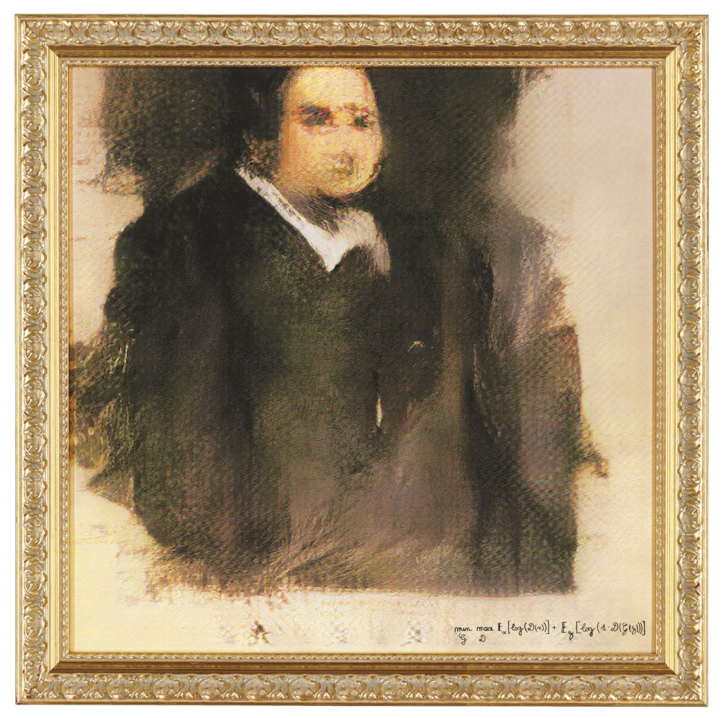 "Portrait of Edmond de Belamy", artwork by Obvious. Image: Reproduction from the website of Christie's. All rights reserved to Obvious.