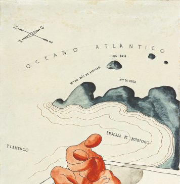 Enseada de Botafogo, 1928, de Ismael Nery, nanquim e aquarela sobre papel. Acervo do Museu de Arte Murilo Mendes.