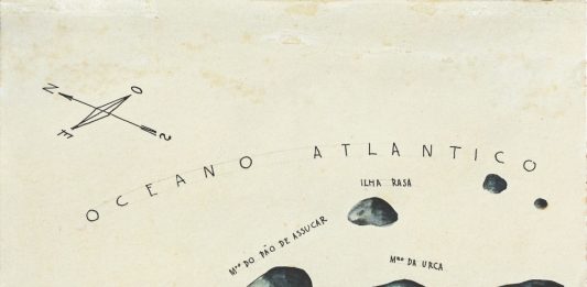 Enseada de Botafogo, 1928, de Ismael Nery, nanquim e aquarela sobre papel. Acervo do Museu de Arte Murilo Mendes.