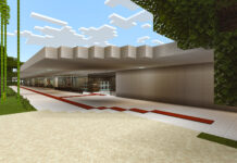 Exterior area of ​​MAM SP recreated in Minecraft. Photo: Leonardo Sang / Publicity.