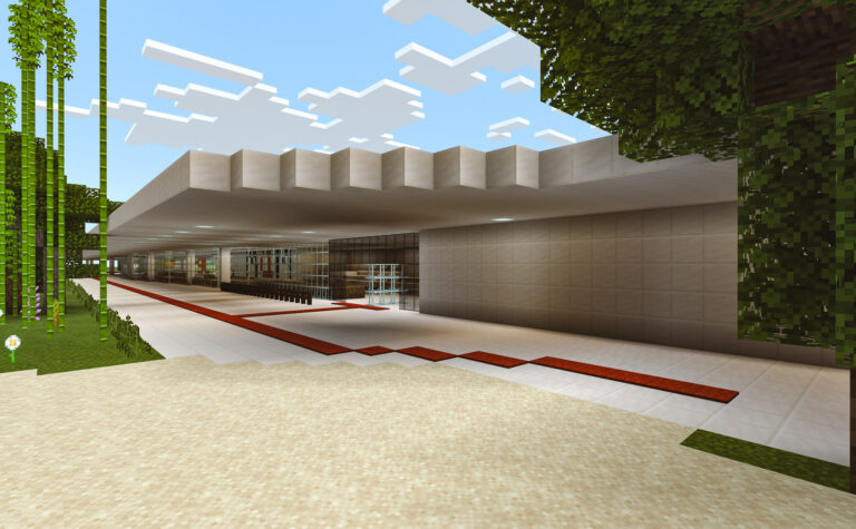Exterior area of ​​MAM SP recreated in Minecraft. Photo: Leonardo Sang / Publicity.