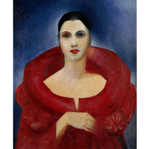 Tarsila Amaral, "Autorretrato (Manteau Rouge)", 1923, óleo sobre tela, 73 x 60,5 cm. Museu Nacional de Belas Artes, RJ.