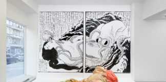 Monster Chetwynd, "Hokusai’s Octapai", 2004, instalação na galeria Tanya Leighton, como parte do Galleries Curate