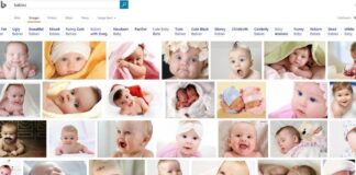 Print de uma pesquisa no Bing, da Microsoft, exemplifica racismo nos mecanismos de busca. O print mostra uma pesquisa por "bebês" e mostra apenas crianças brancas. Foto: Reprodução BBC (2017).