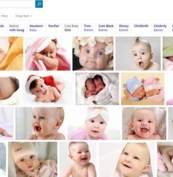 Print de uma pesquisa no Bing, da Microsoft, exemplifica racismo nos mecanismos de busca. O print mostra uma pesquisa por "bebês" e mostra apenas crianças brancas. Foto: Reprodução BBC (2017).