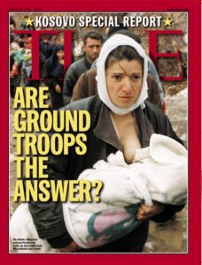 A guerra do Kosovo estampada por Damir Sagolj na capa da revista Time de abril de 1999.