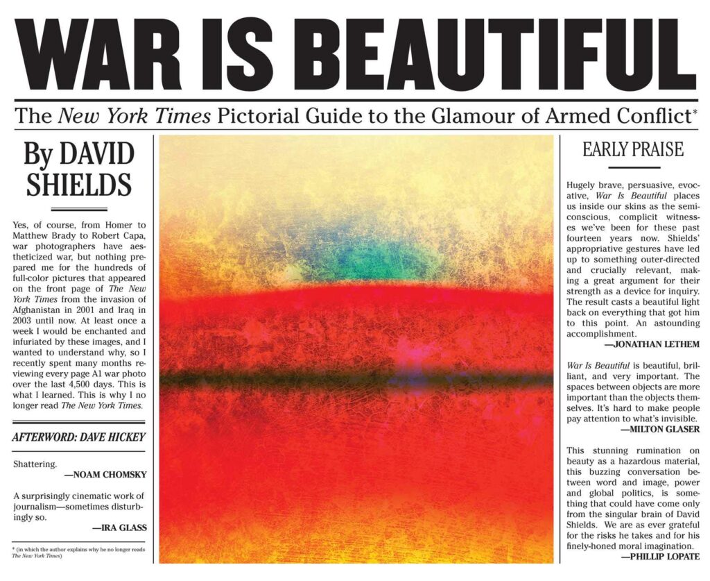 Cover of the book "War is Beautiful" by David Shields.