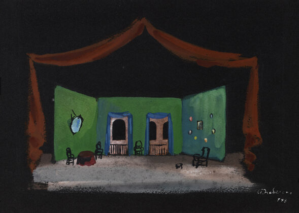 Anísio Medeiros, estudo para cenário da peça "Dom Perlimplin", 1949. Museu de Arte Negra - IPEAFRO. Divulgação Inhotim.