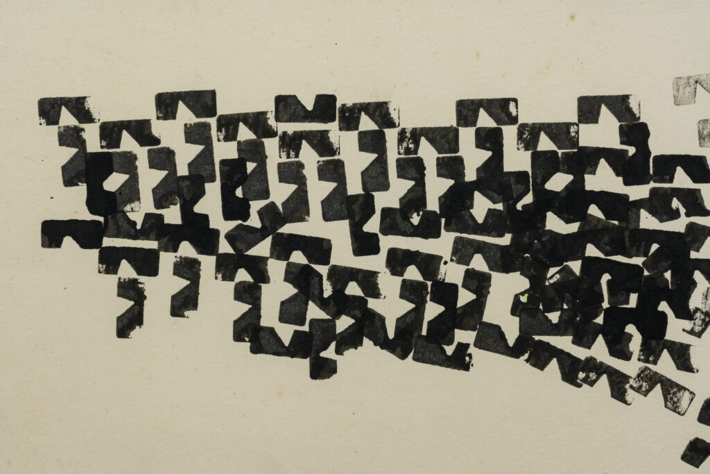 José Cláudio, sem título, 1968; nanquim sobre papel a partir de carimbos