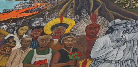 Detail of the panel "Take back our land"